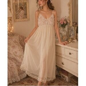 Vintage‎ Tosca Lace Slip Dress Cream Cottagecore Coquette Romantic Small